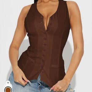 Fashion Nova Chocolate Brown Sleeveless Vest